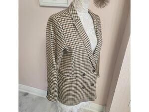 Rails Cambridge Plaid Houndstooth Jac Double Breasted Academia Blazer M